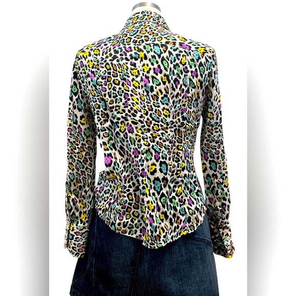 Multicolor Leopard Print 100% silk Women's Top - Picture 7 of 7